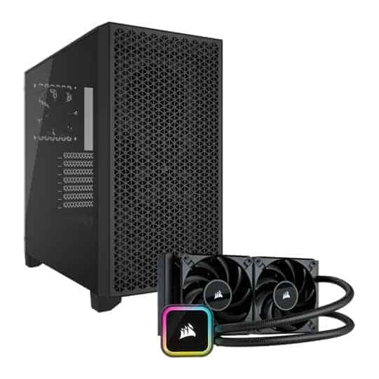 Corsair 3000D Airflow Black Chassis + Corsair iCUE H100i RGB ELITE AIO Bundle